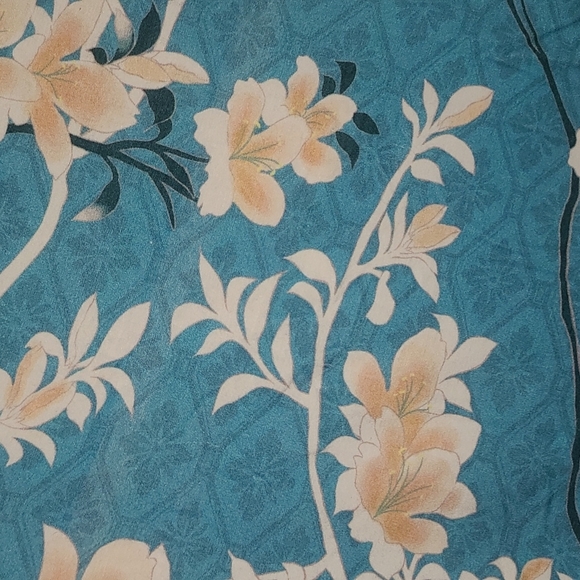 Novella Royale Evie skirt aqua lilies S blue floral bodycon pencil shirred - Picture 16 of 16